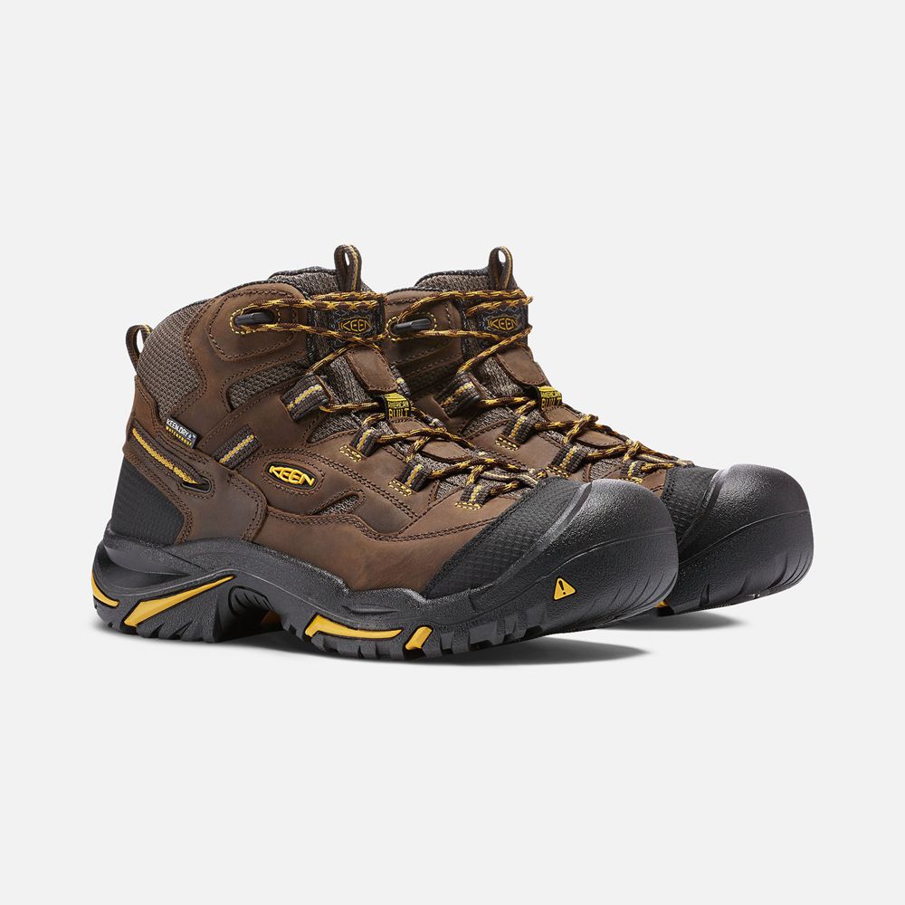 Keen Trekking Bot Erkek Kahverengi - Braddock Waterproof Mid (Steel Toe) - Türkiye MEVK71542